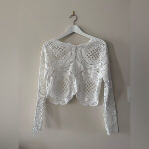 White Lace Throw over cardigan detail